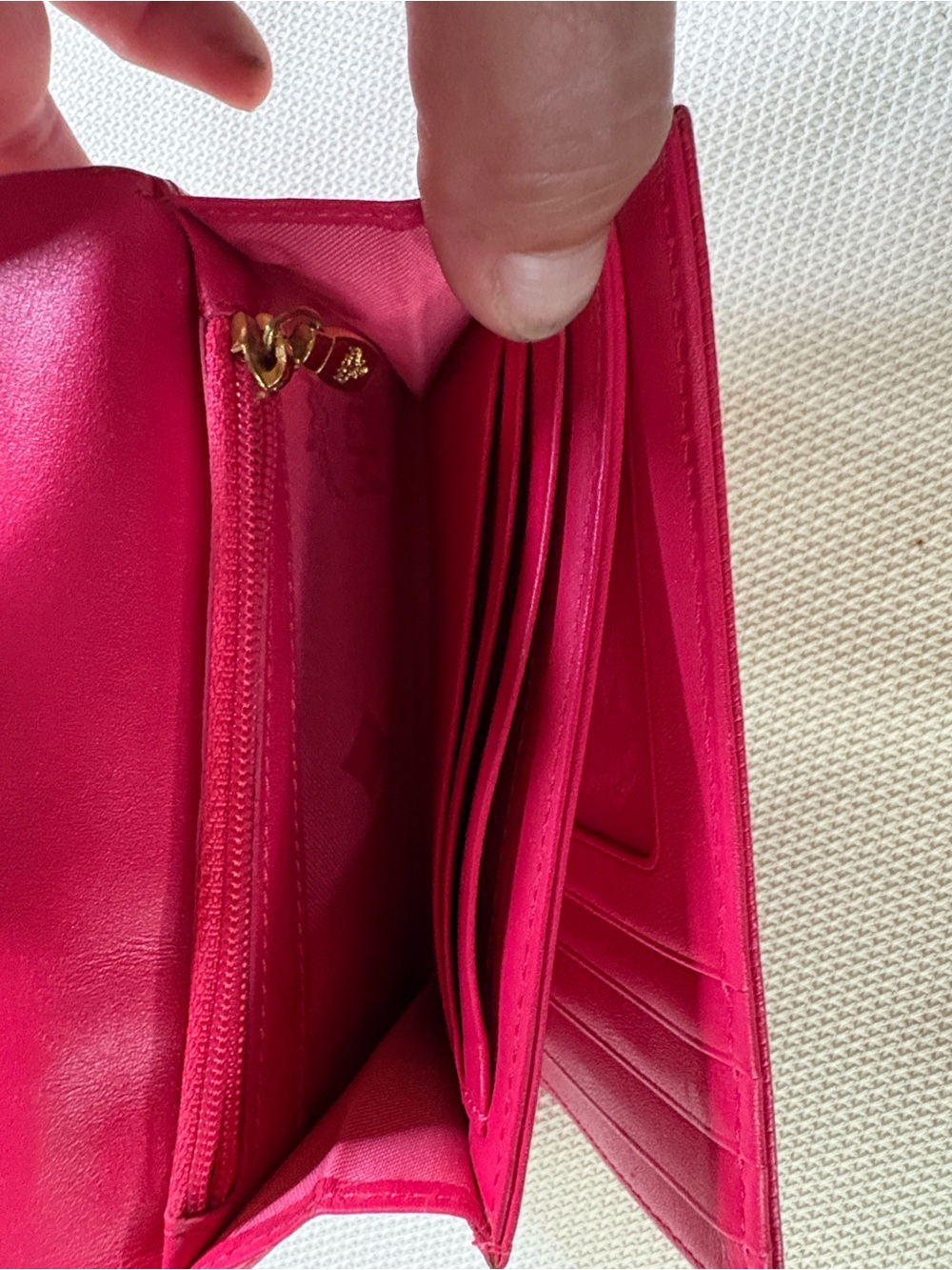 MCM Hot Pink Leather Trifold Wallet with Gold Hardware - Picture 8 of 10